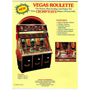 Vintage 1980s Vegas Roulette Coin Pusher Arcade Machine Flyer NJ